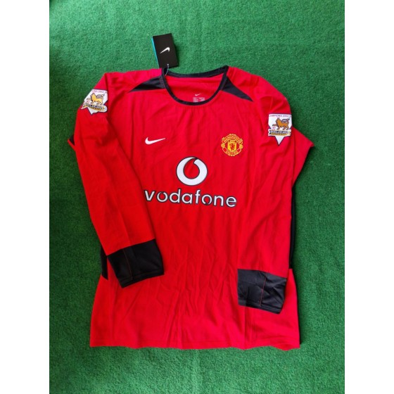 Cristiano Ronaldo Manchester United 2002 2004 Red Retro Long Sleeve Jersey Trikot Maillot